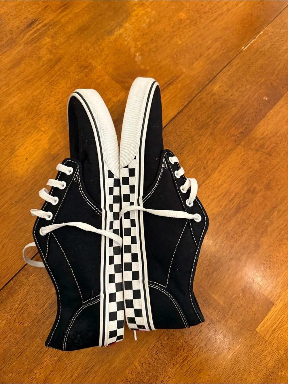 Vans Black & White Checkerboard Low-Top Canvas Sneakers size 14
